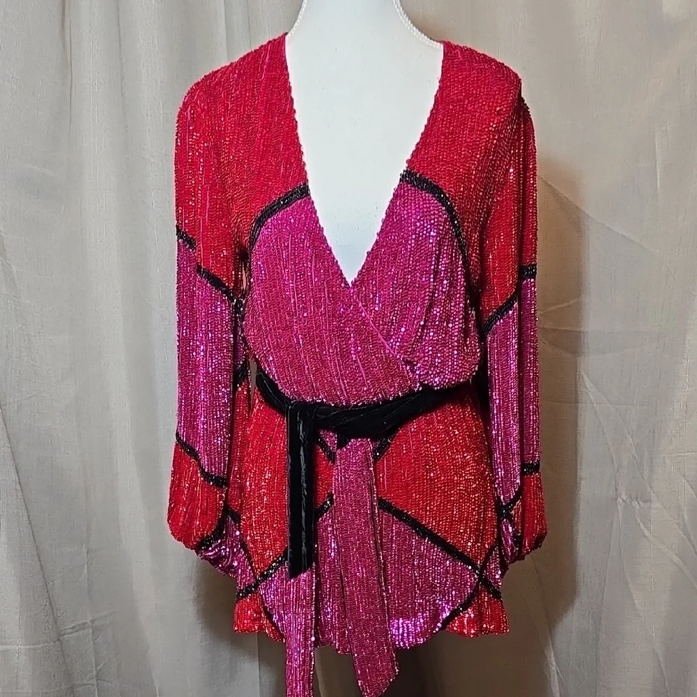 Retrofete Red and Pink Mini Dress - Picture 2 of 9